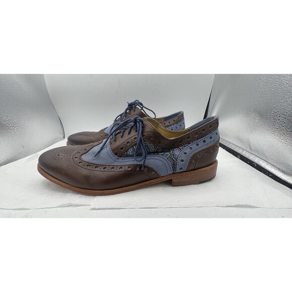 Robert Graham Mens Wingtip Oxford Shoes Brown Blue Paisley Lace Up Leather main image 13